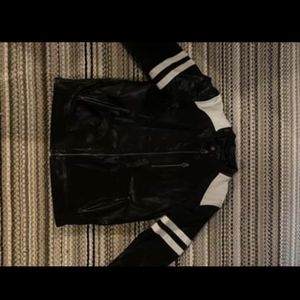 Black men's medium biker leather jacket